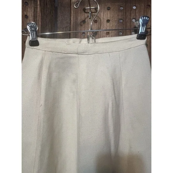 Vintage Cream Ivory Wool Skirt XS 21 In Waist 1950s 1960s Scandinavian Trim - Picture 4 of 8
